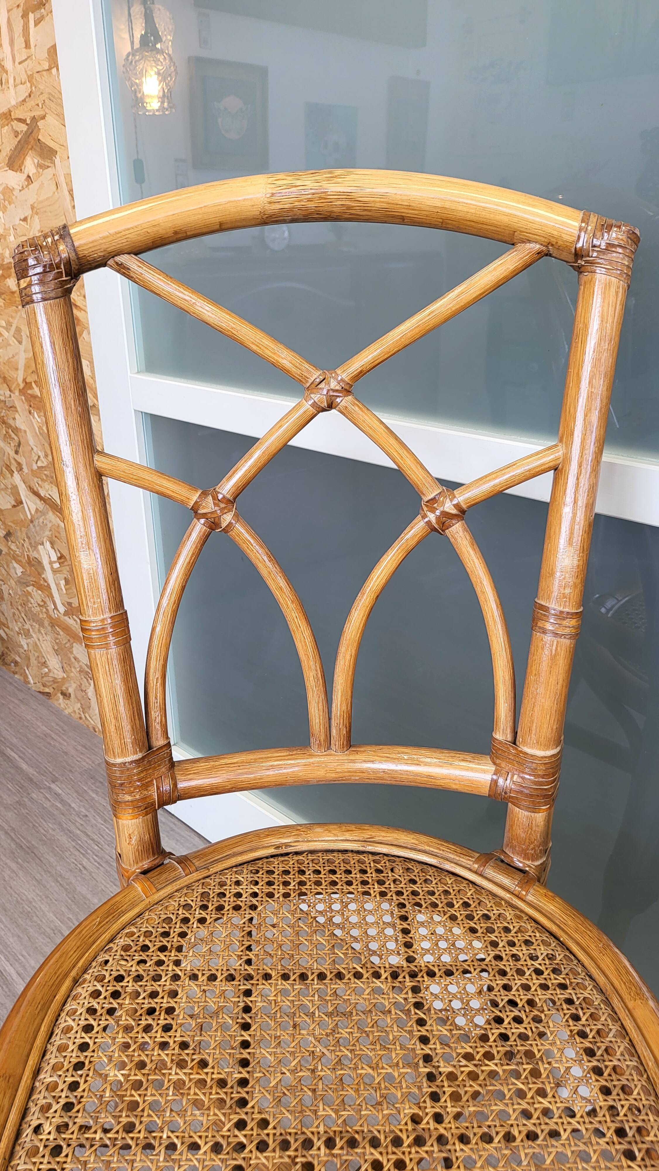 Bamboo and leather chair - 1960s - vintage - mid-century