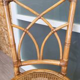 Bamboo and leather chair - 1960s - vintage - mid-century