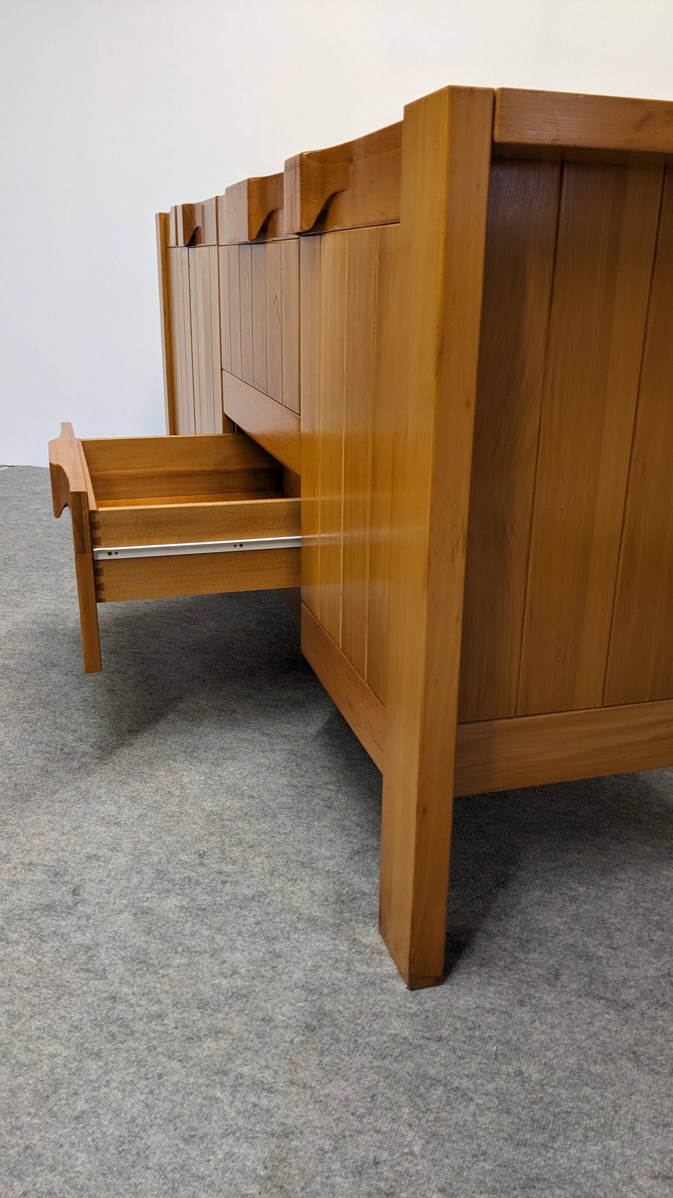 Solid elm sideboard, Maison Regain, France, circa 1970