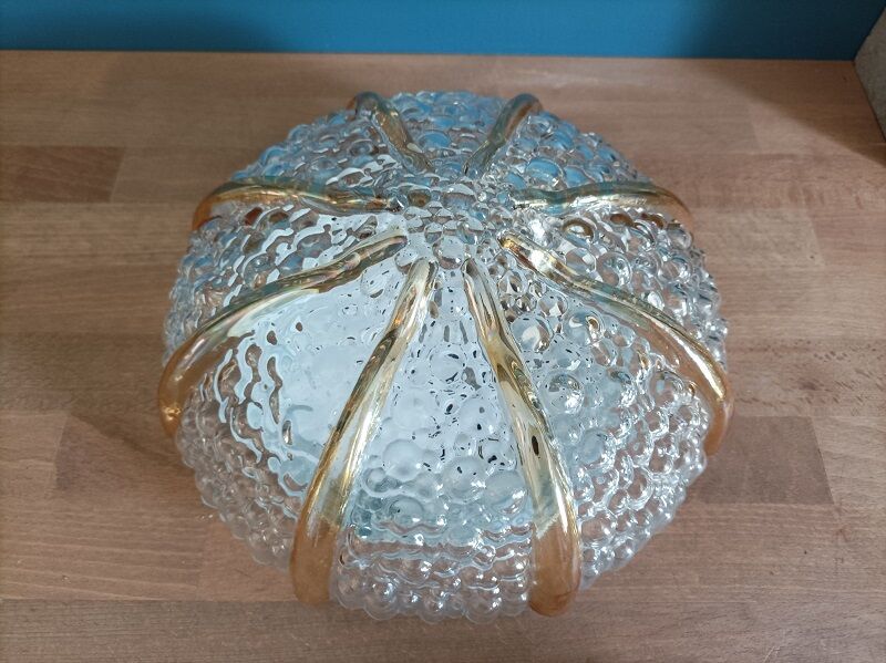 Ceiling lamp wall molded glass bubble smoked metal base dpm 0523091