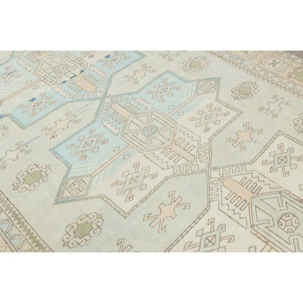 One of a kind Vintage Beige Large Area Rug. Handmade Turkish Carpet