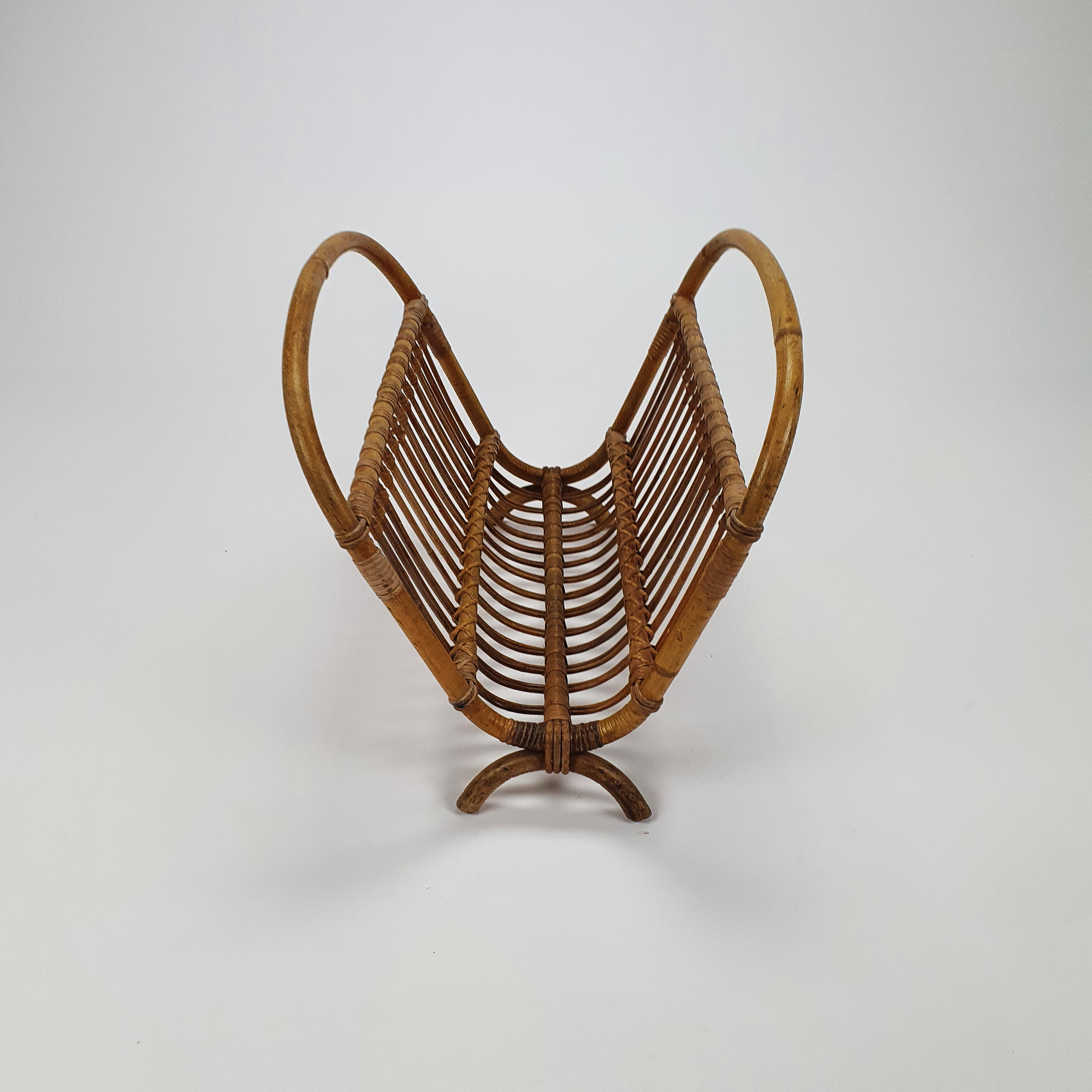 Mid Century Bamboo Magazine holder, 1960s