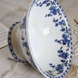 Vintage porcelain salad bowl Dresden - Blue and white floral pattern