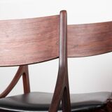 4 chaises danoises en palissandre et skaï noir par Vestervig Eriksen, 1960