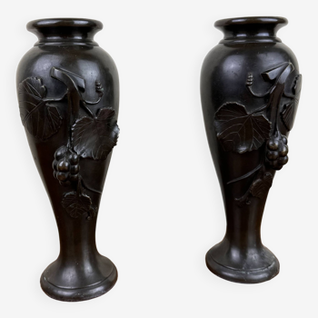 Paire de vases en bronze époque art nouveau vers 1900