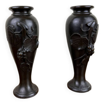 Paire de vases en bronze époque art nouveau vers 1900