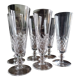 Lot de 6 flûtes à champagne vintage en verre moulé