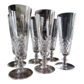 Lot de 6 flûtes à champagne vintage en verre moulé