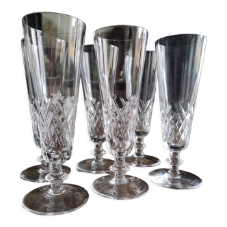 Set of 6 vintage champagne flutes in molded glass