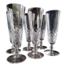 Set of 6 vintage champagne flutes in molded glass