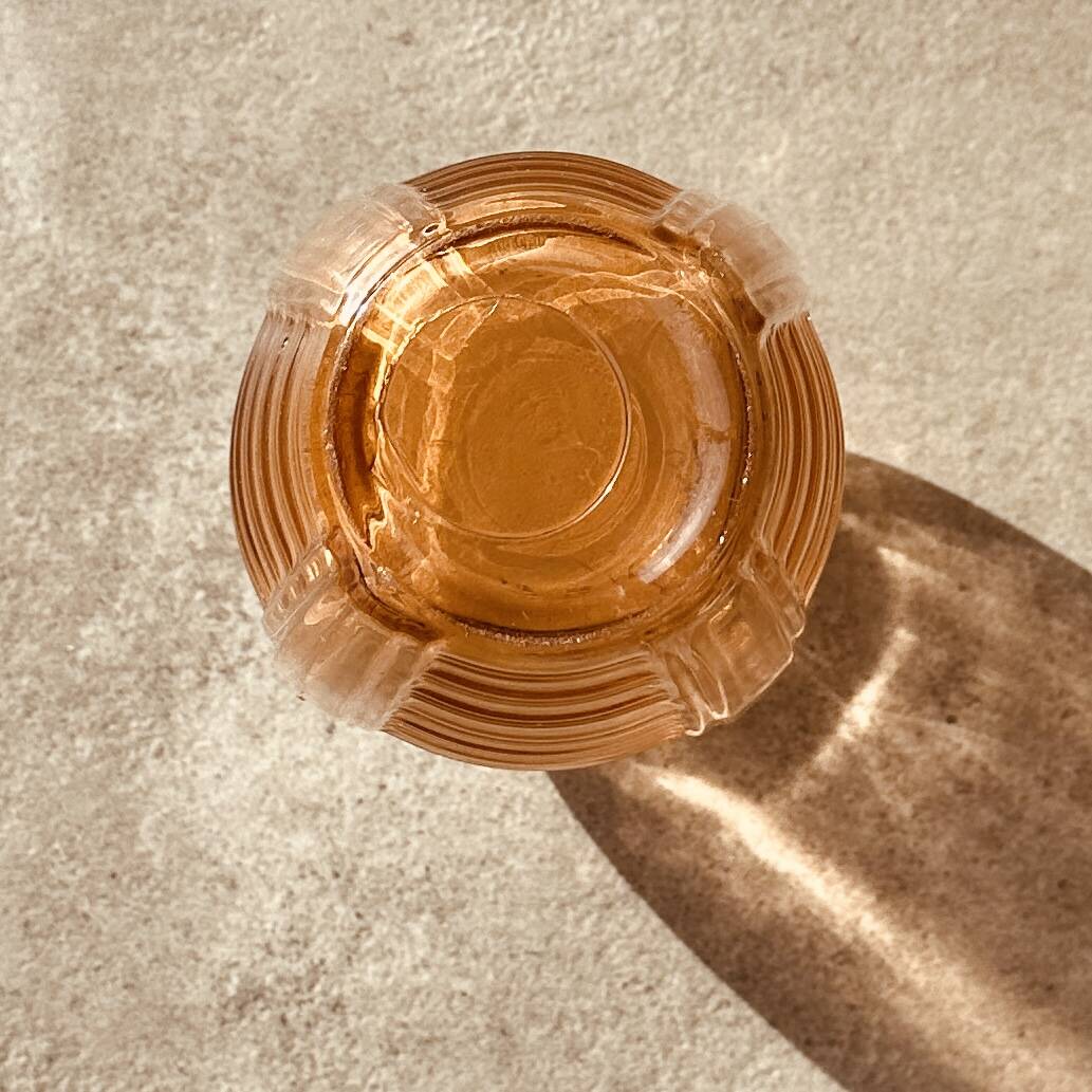 Pair of Vintage Amber Glass Vases - 70s Retro Elegance