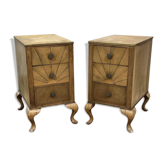 Paire de chiffonniers, chevets anglais en acajou, années 1930