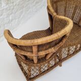 Vintage rattan confidant sofa