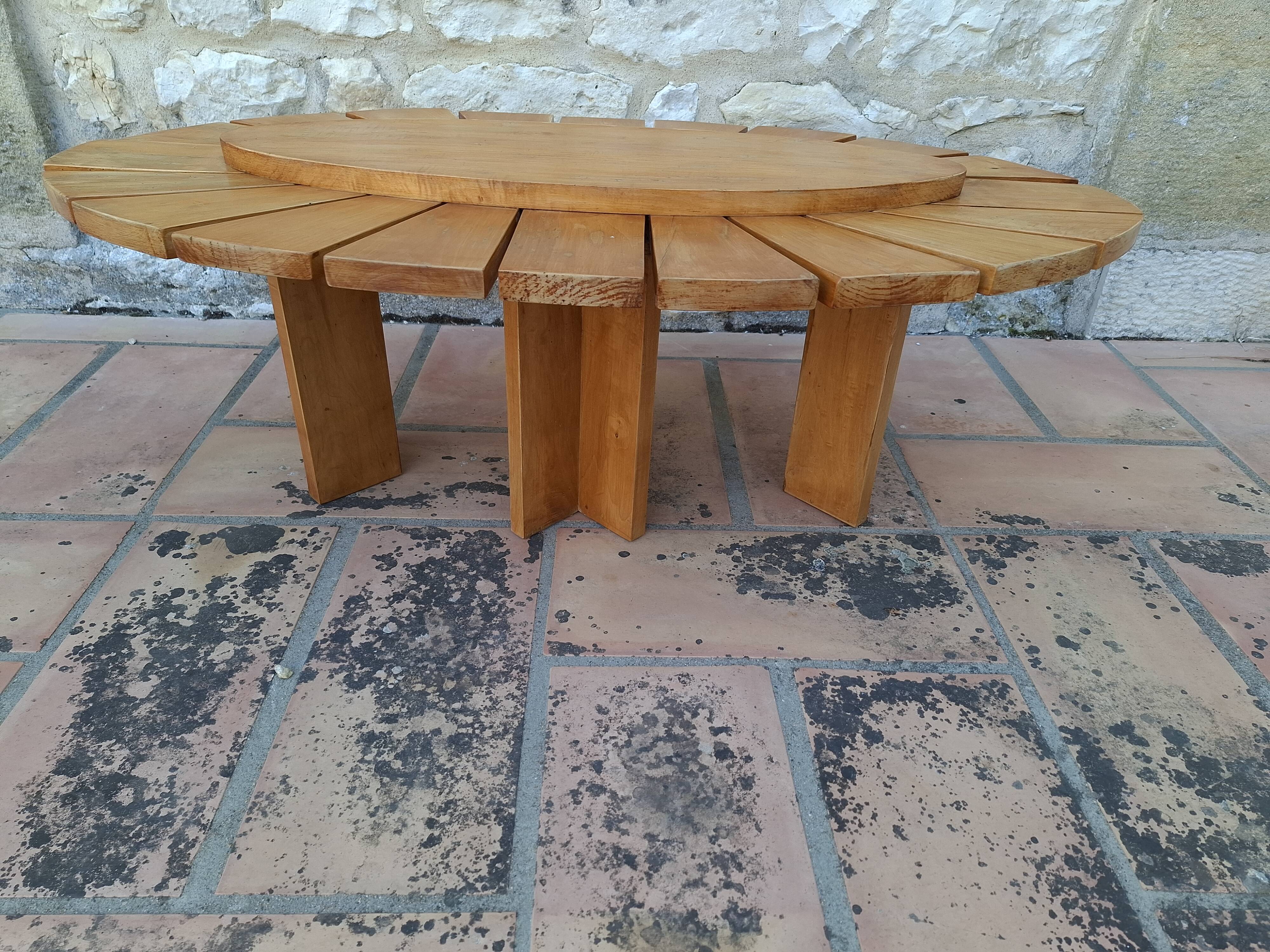 Vintage daisy shaped wooden coffee table