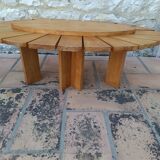 Vintage daisy shaped wooden coffee table