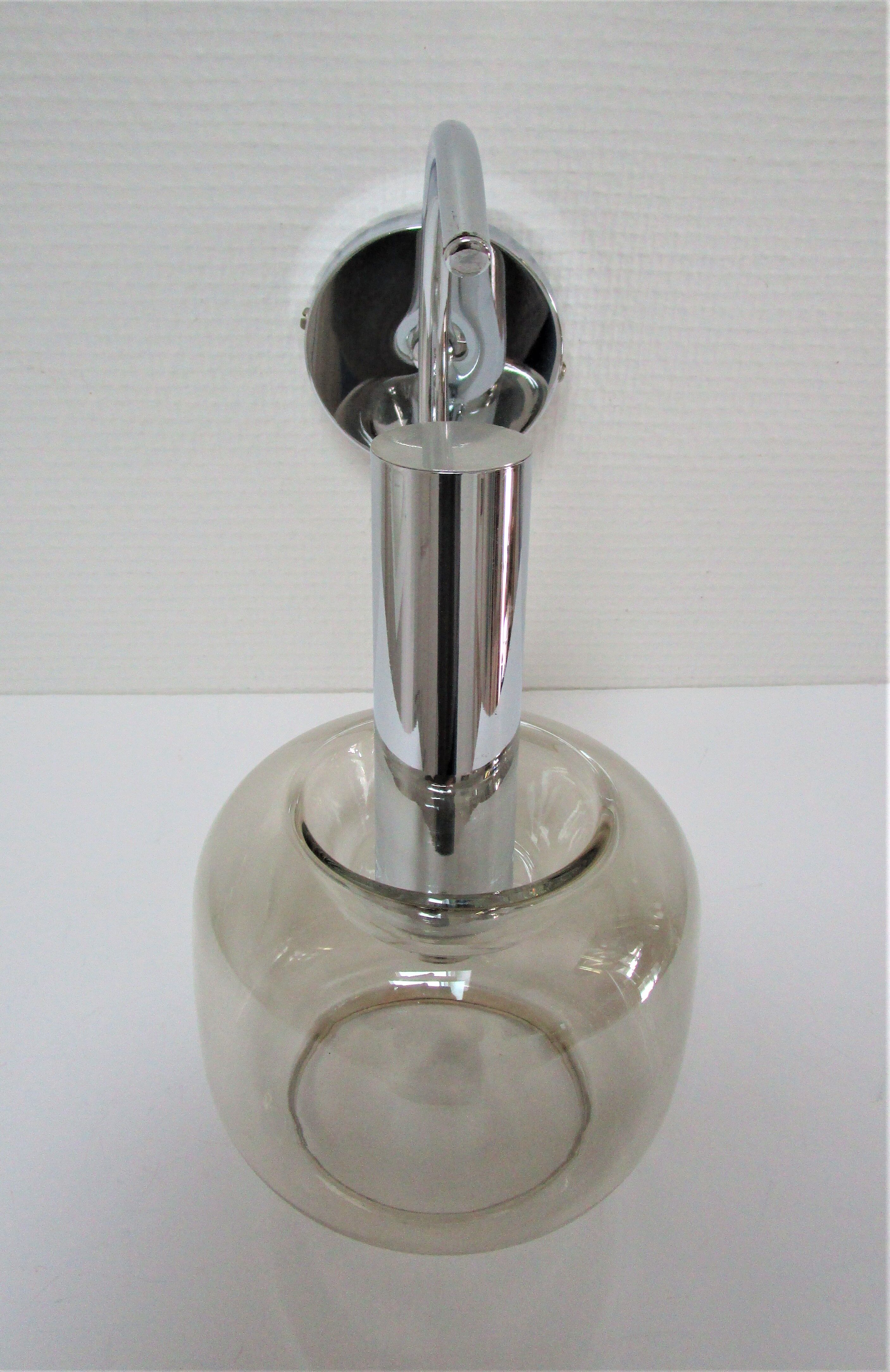 Sconce chrome and smoked glass vintage design 70s