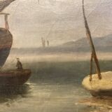 19th century oil on canvas, Low Tide, Framed Seascape