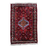 1960s Handmade Wool Rug with Red Medallion, 63 × 91 cm - 1C1289