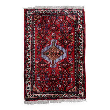 1960s Handmade Wool Rug with Red Medallion, 63 × 91 cm - 1C1289