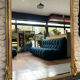 Gold leaf mirror with pediments, 219/131cm, overmantel.