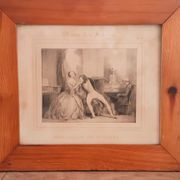 Engraving lithograph Achille Devéria , "The lesson of music "