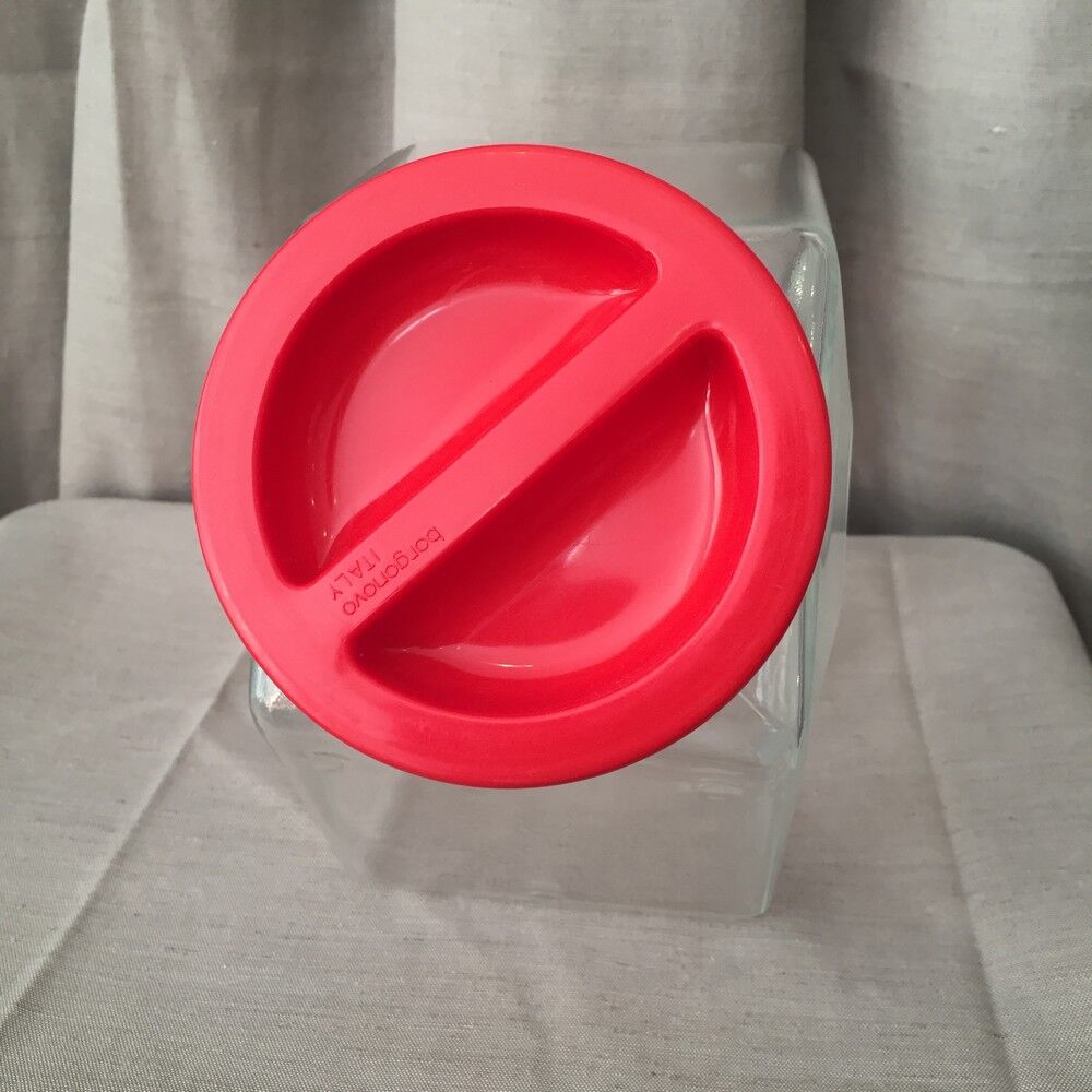 Glass candy jar red lid borgonovo italy