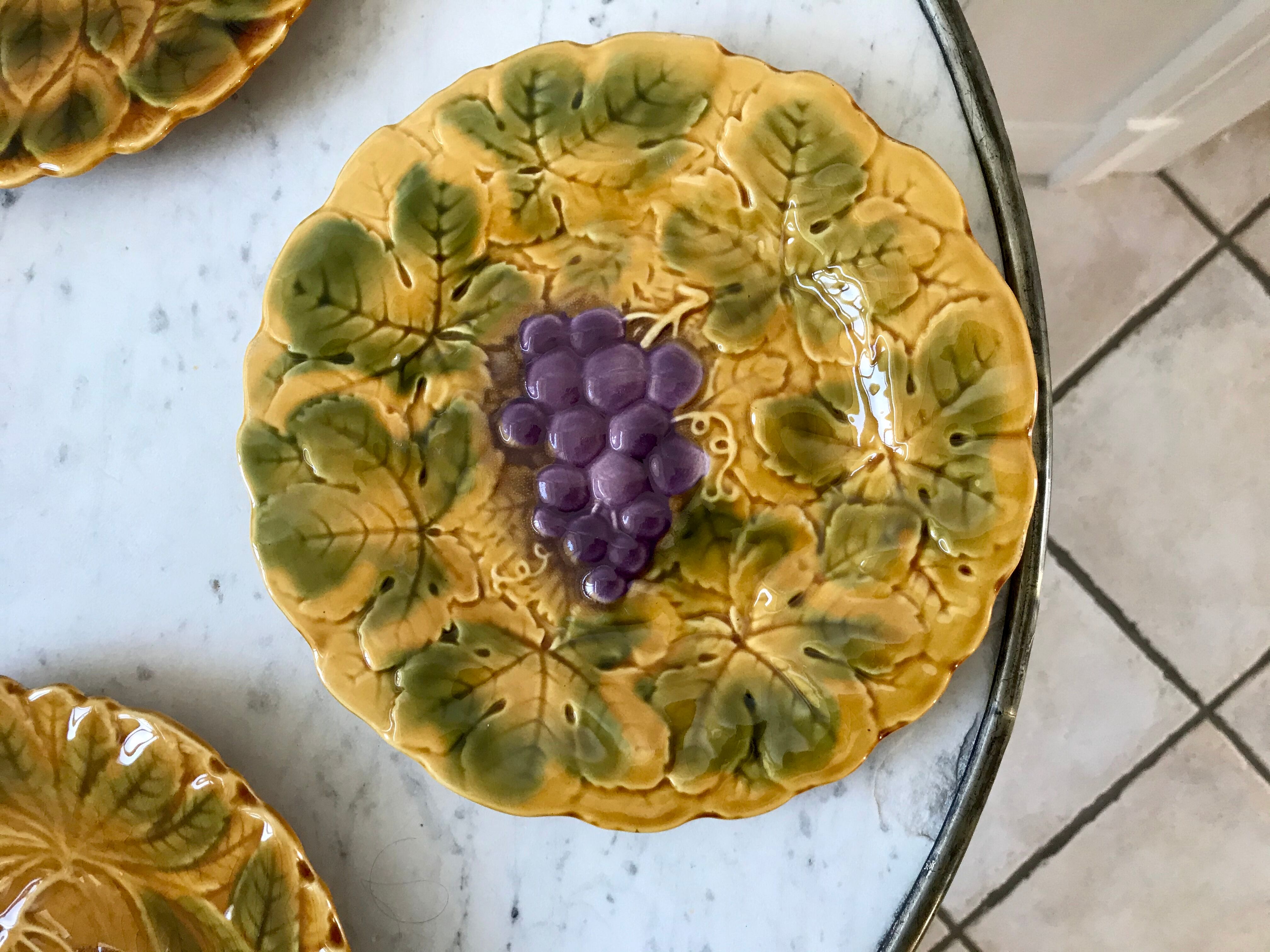 Set of 5 dessert plates in Sarreguemines 60s