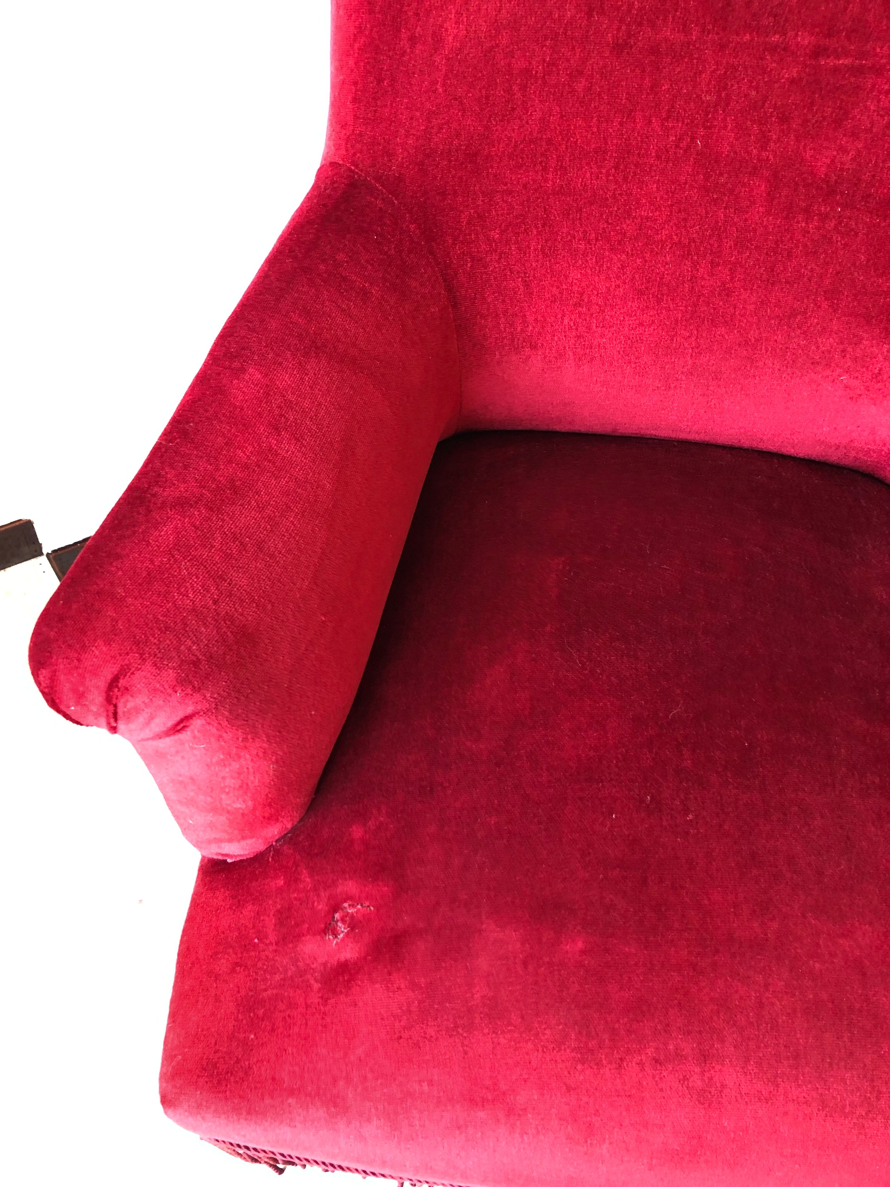 Napoleon III armchair in garnet velvet