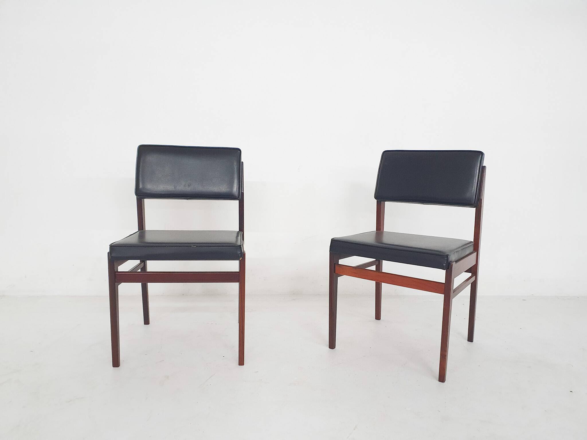 Set of 2 Topform dining chairs in black faux leather, The Netherlands 1950'