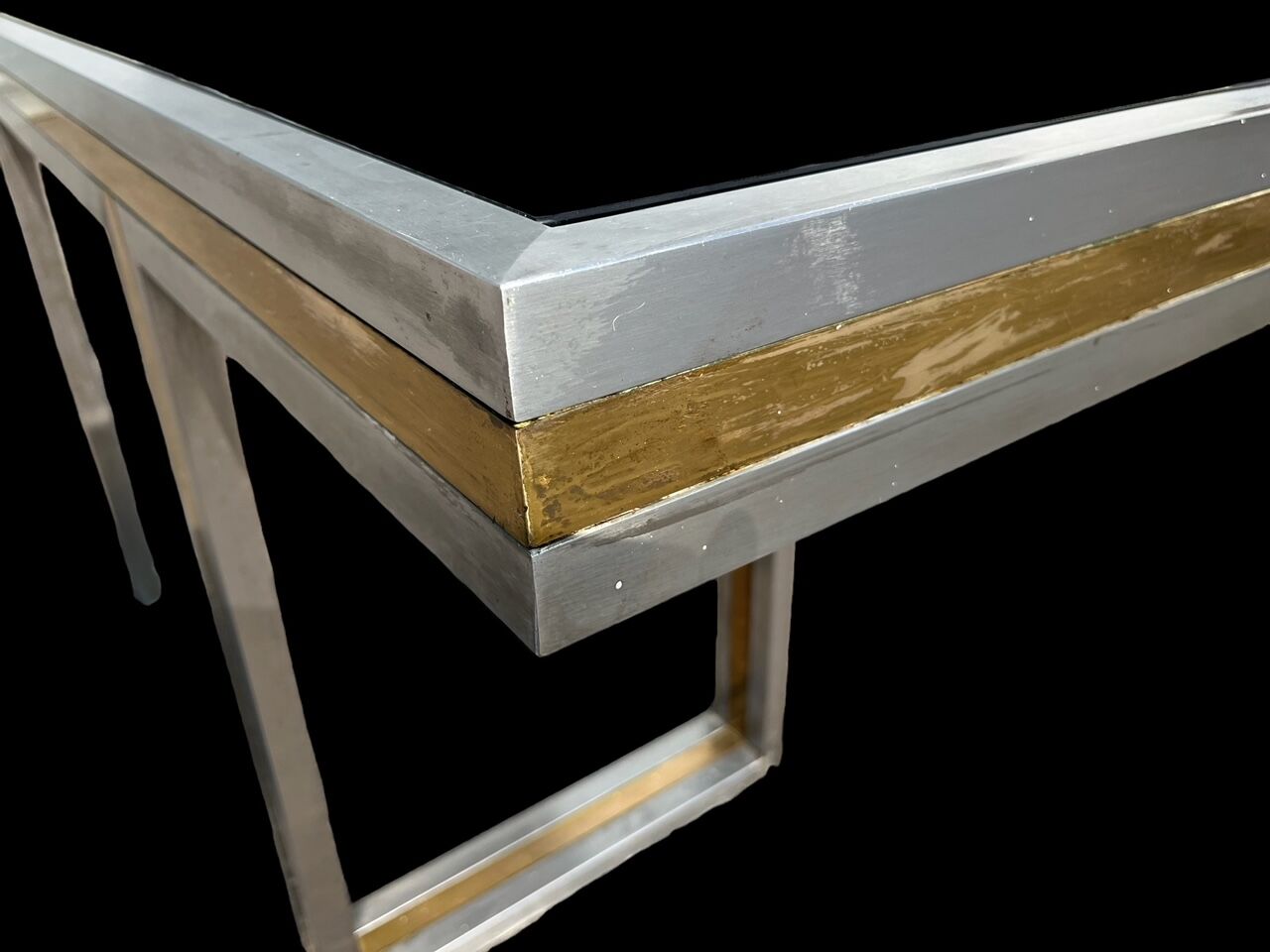 Console italienne acier et laiton 1970