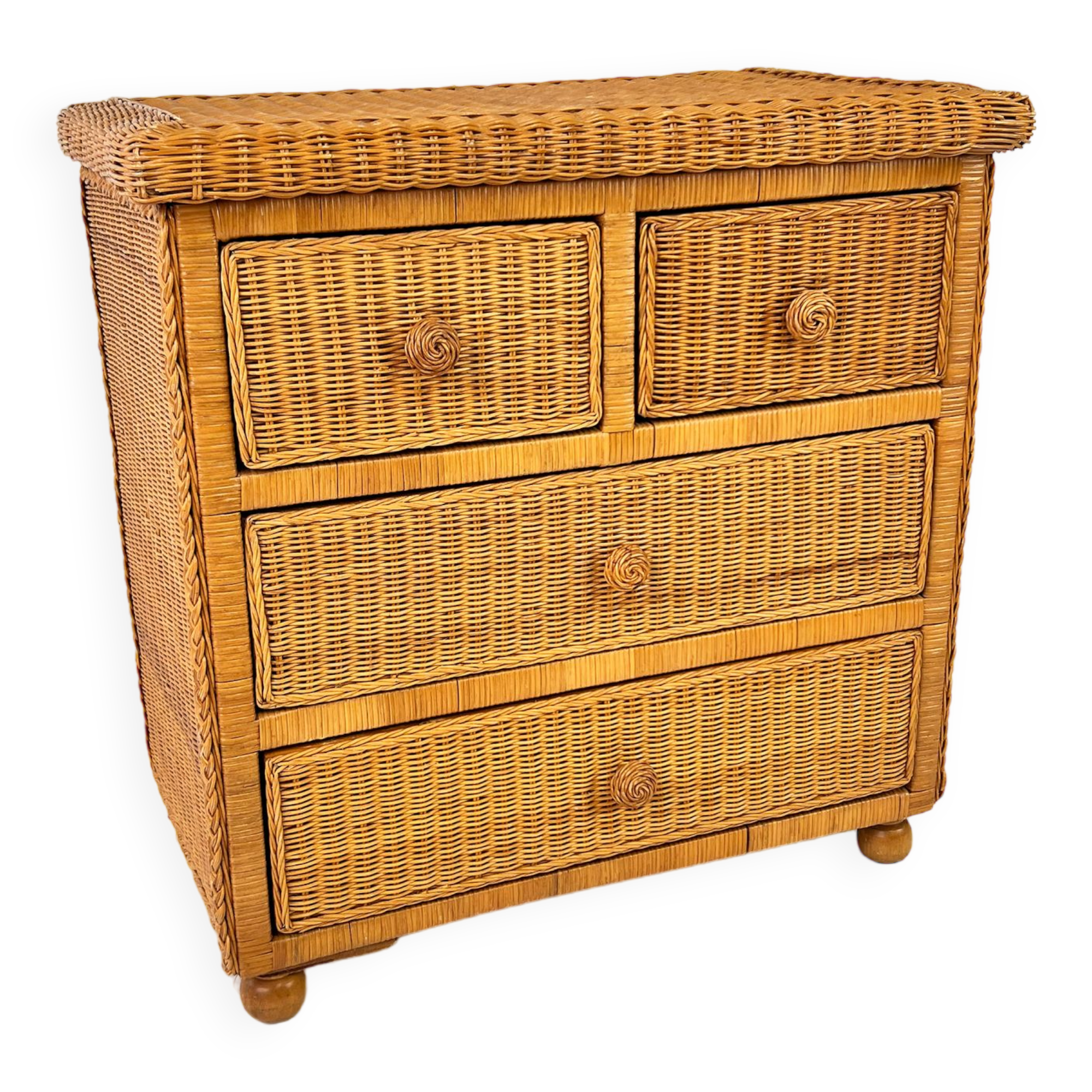 Vintage rattan chest of drawers 1970s