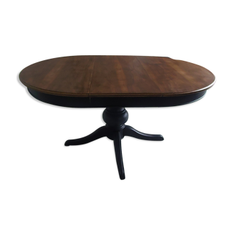 Table à manger ronde extensible en noyer de 4 à 10 personnes