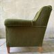 Vintage club armchair in green/khaki velvet fabric