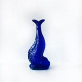 Vase poisson en verre bleu