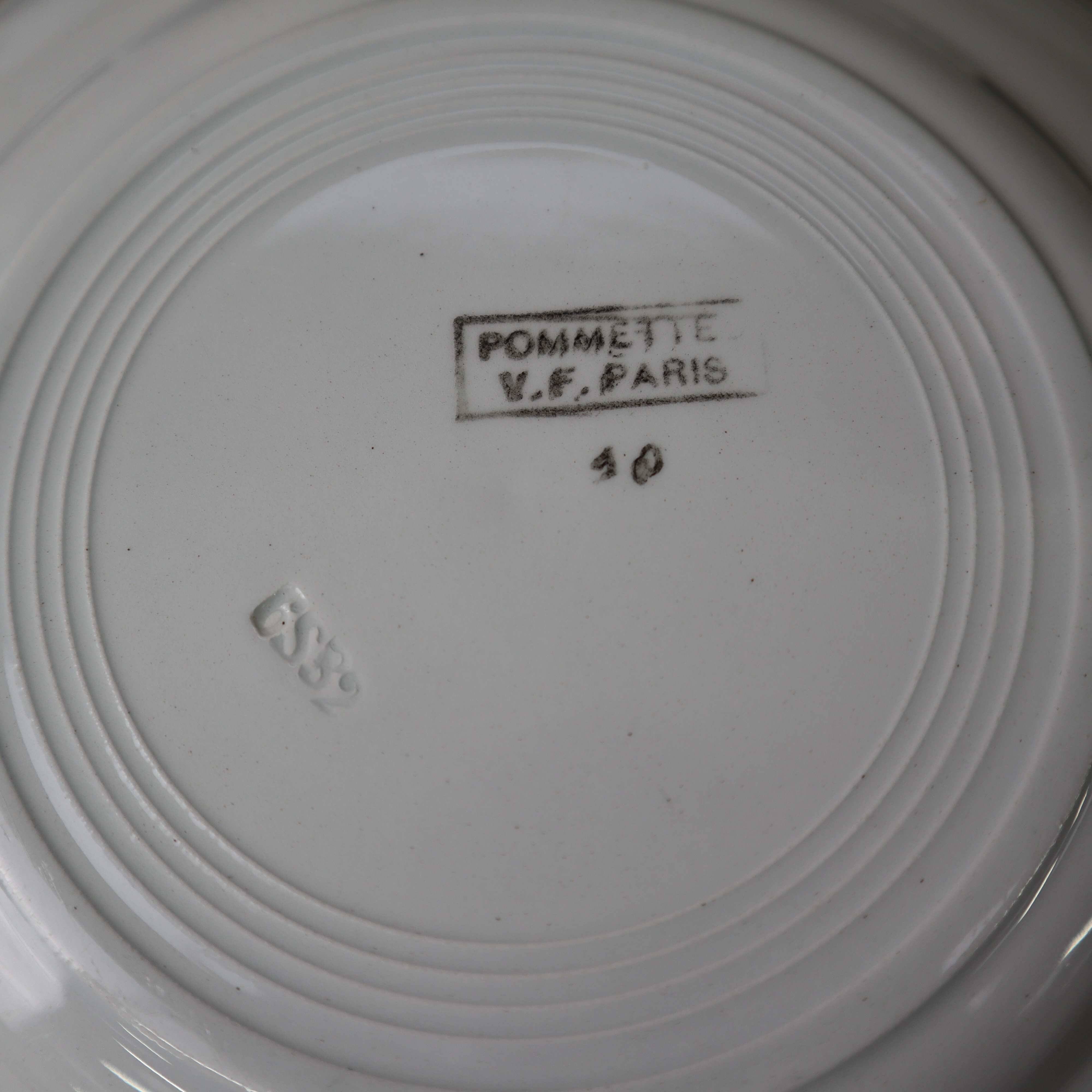 9 Old VF Paris flat plates 'pommettes'