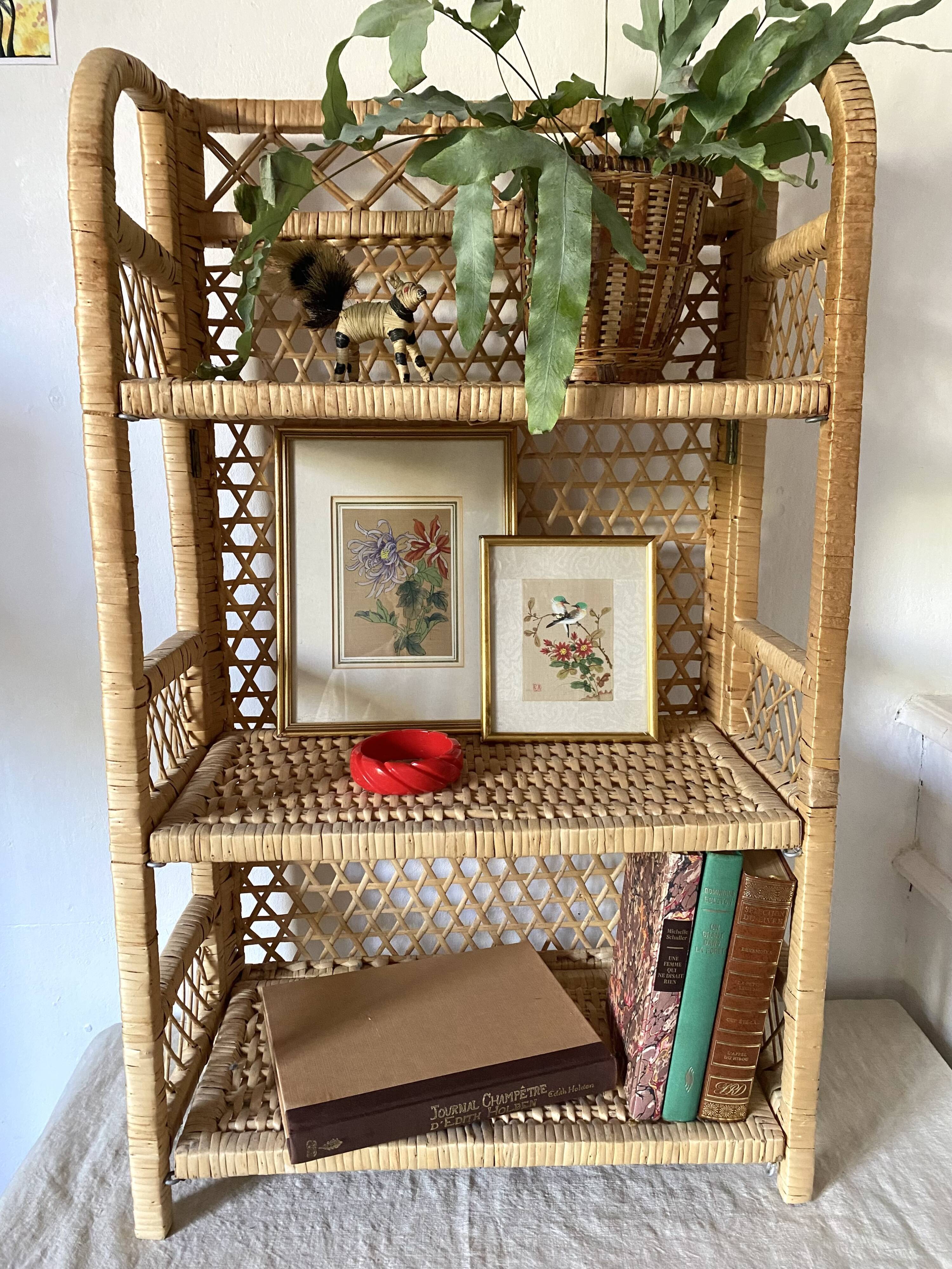 Vintage rattan shelf