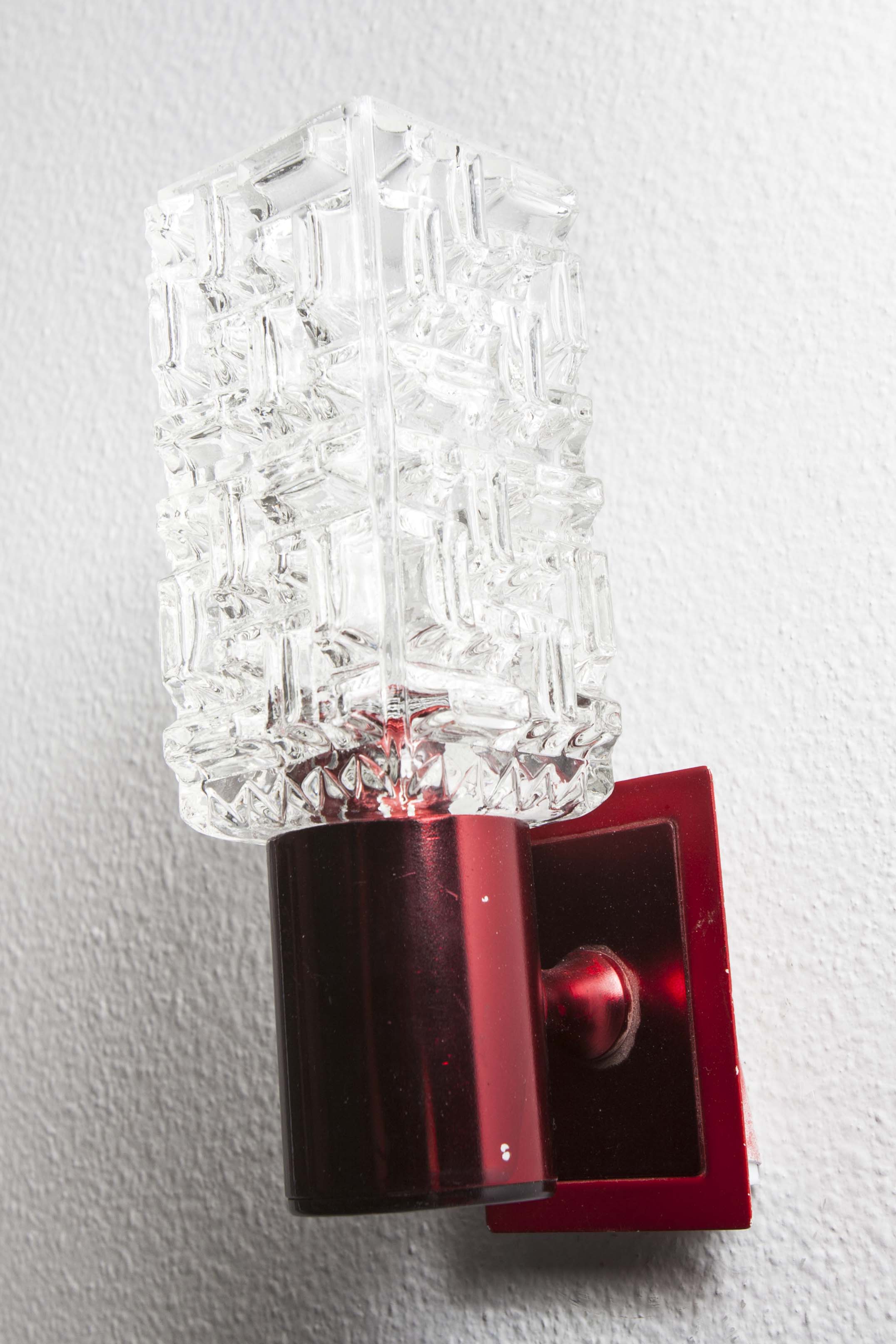 Pair of red wall light 1970