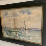 Vintage Oil Painting – Sailboats on the Sea