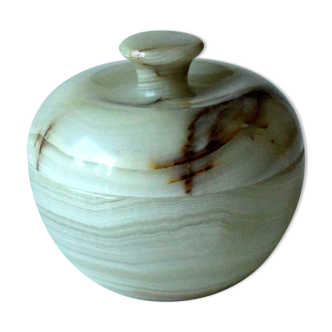 Handmade onyx bowl with lid from the 1970