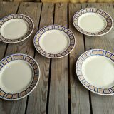 Set of 5 small old plates signed Badonviller