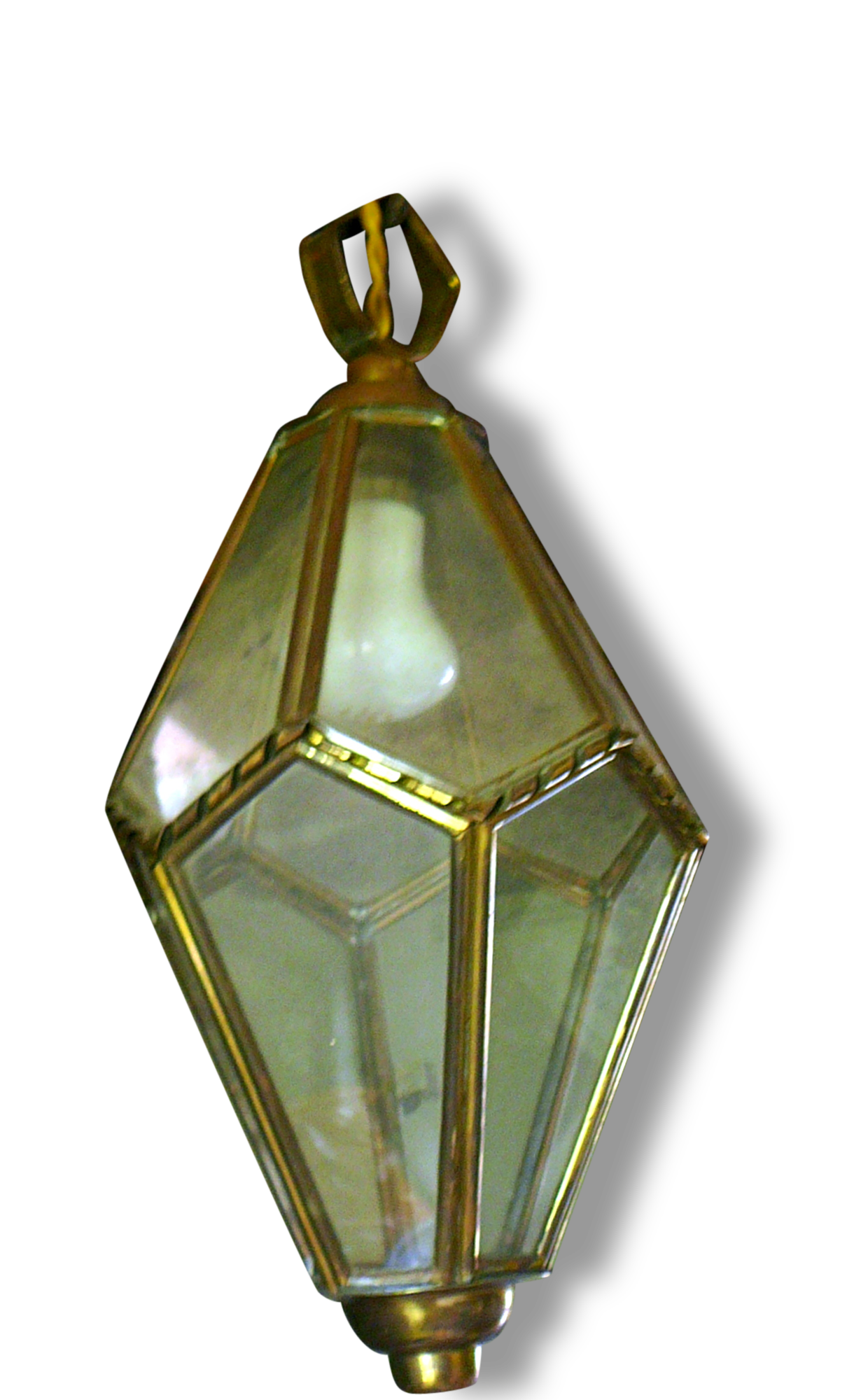 Lantern suspended copper facets (or copper brass) and glass