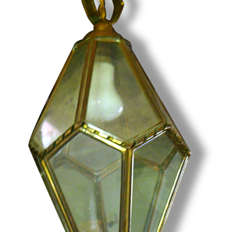 Lantern suspended copper facets (or copper brass) and glass