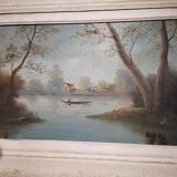 Table boat on a pond