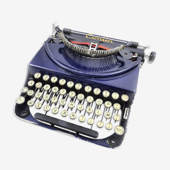 Machine à écrire Contin France bleue vintage révisé avec ruban neuf années 30
