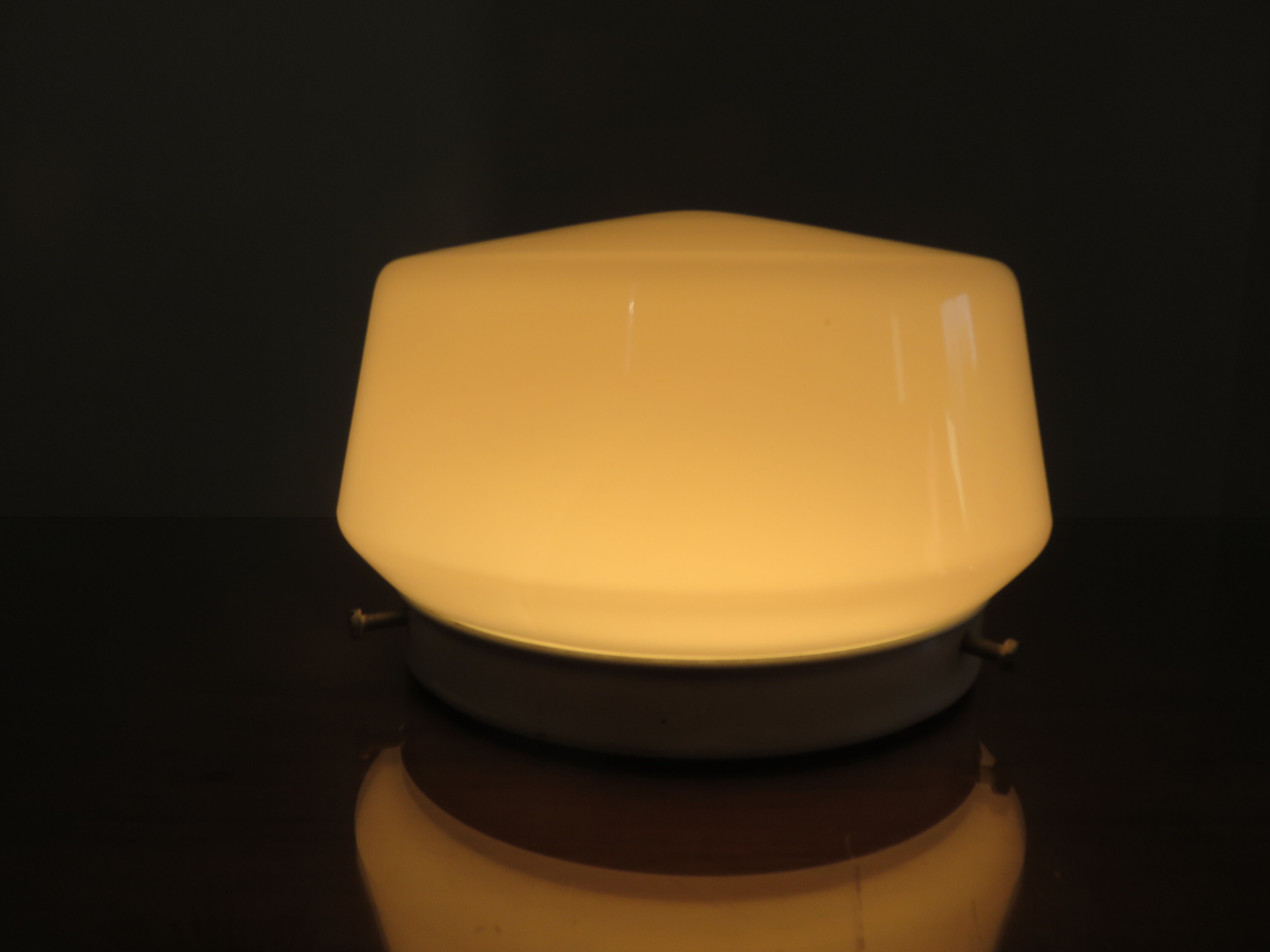 Ceiling lamp in opaline and lacquered metal 60s 70s