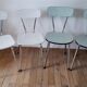 Set of 4 chairs in formica blaches and water green 70s