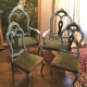 Set of 4 chairs in patinated wood Italian baroque style