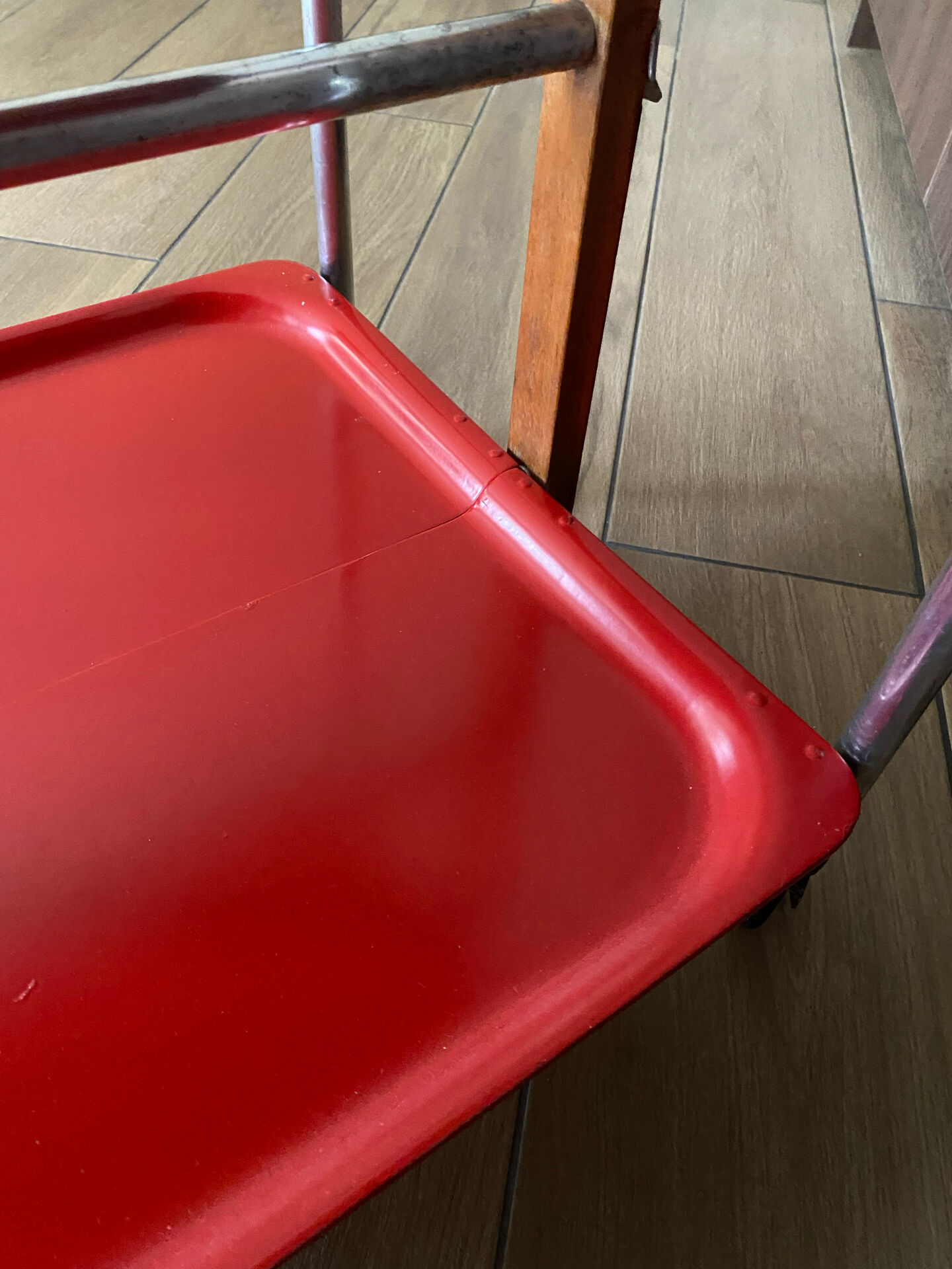 Service trolley rolling table Platex Textable red 70s Space Age
