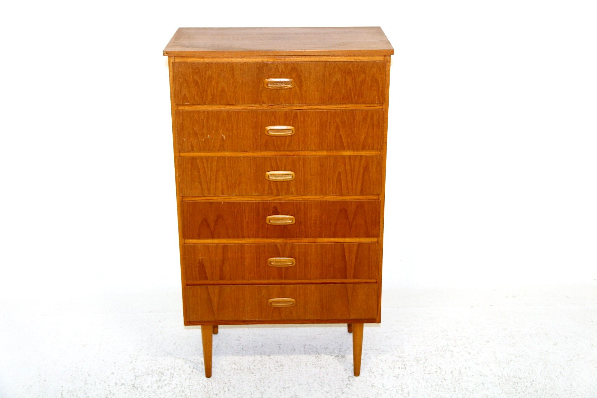 Tallboy teak chest of drawers, sweden, 1950