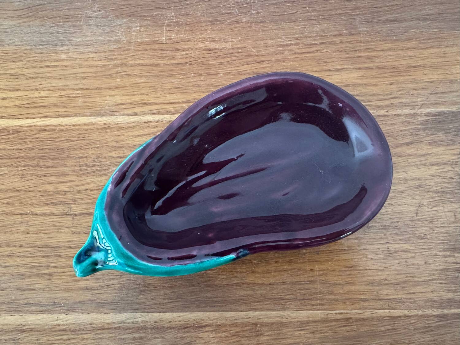 Old Vallauris aubergine ceramic vintage empty pocket bowl